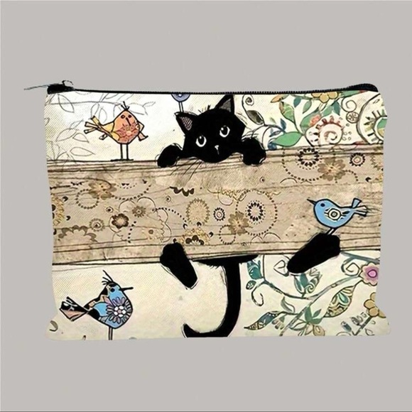 Handbags - Canvas Double Sided Cute Cat Makeup Travel Cosmetic Bag